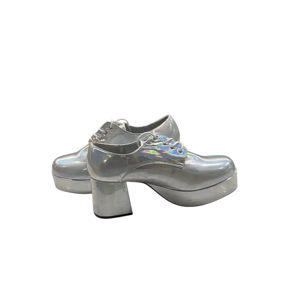 Ellie Shoes 1031-Pimp Silver Hologram Platform Shoes 12/13
